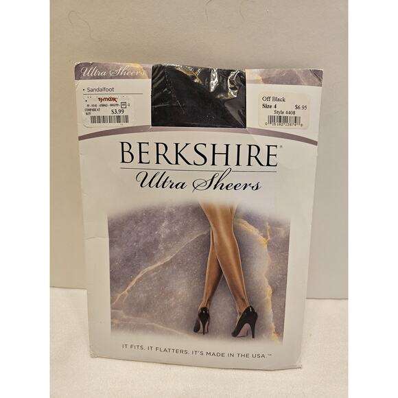 Berkshire Ultra Sheer Non-Control Top Off Black Pantyhose w/ SFt- Sz 4  4408 - Picture 1 of 5